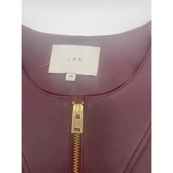 IRO SOFT LEATHER LAMBSKIN MOTO BURGUNDY JACKET 38 - Picture 7 of 9